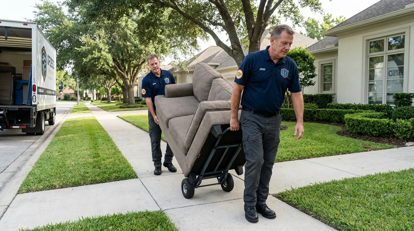 Local residential moving crew loading furniture in Fessenden, ND